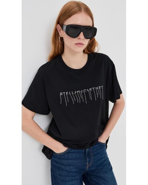 Stella McCartney Black Embroidered Stella Logo T-Shirt