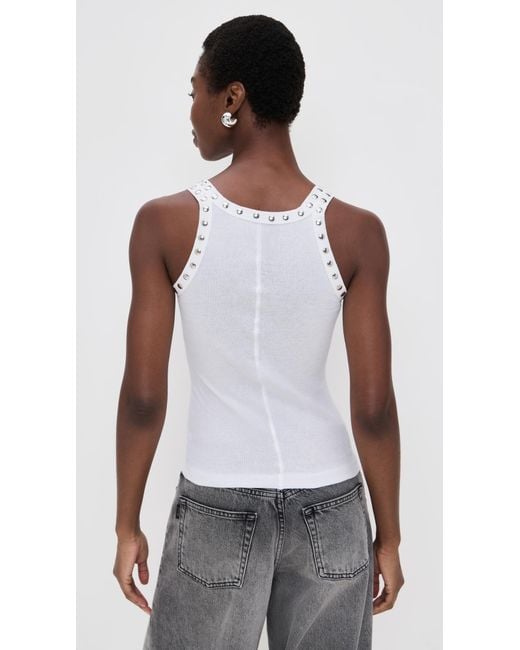 Re/done White Studded Ribbed Tank