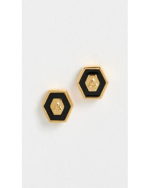 Gwen Beloti Multicolor Initial Hex Stud Earrings