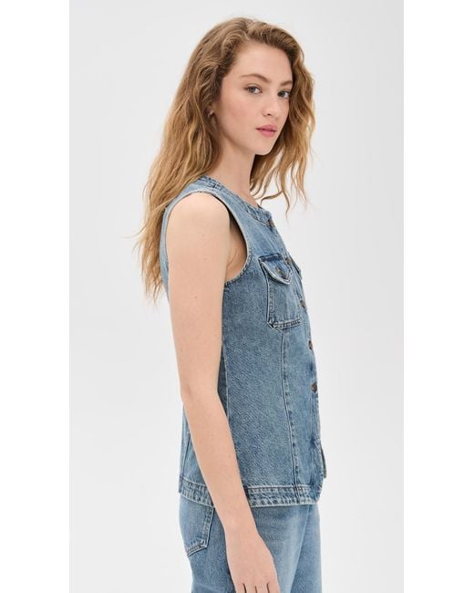 Madewell Blue Denim High Crew Neck Vest