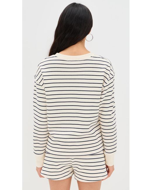 PERFECTWHITETEE Black Tyler French Terry Stripe Pullover Sweatshirt