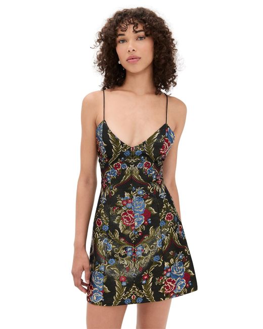 Alice + Olivia Black Tayla Floral Jacquard Structured Mini Dress
