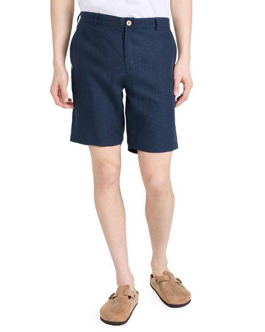 FANM MON Blue Faco Inen Shorts for men