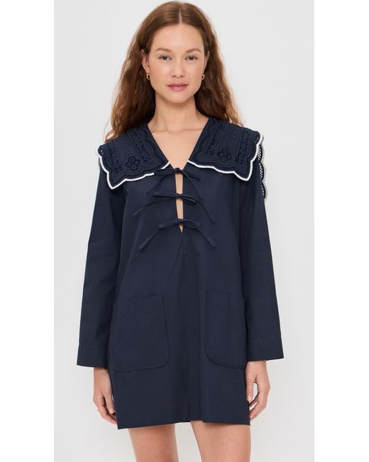Sea Blue Marie Embroidery Dress