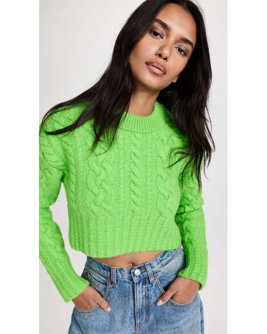 AMI Wool Cable Knitted Sweater in Green Lyst Canada