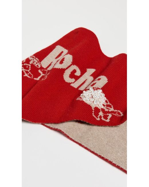 Simone Rocha Red Graphic Logo Knit Neckerchief