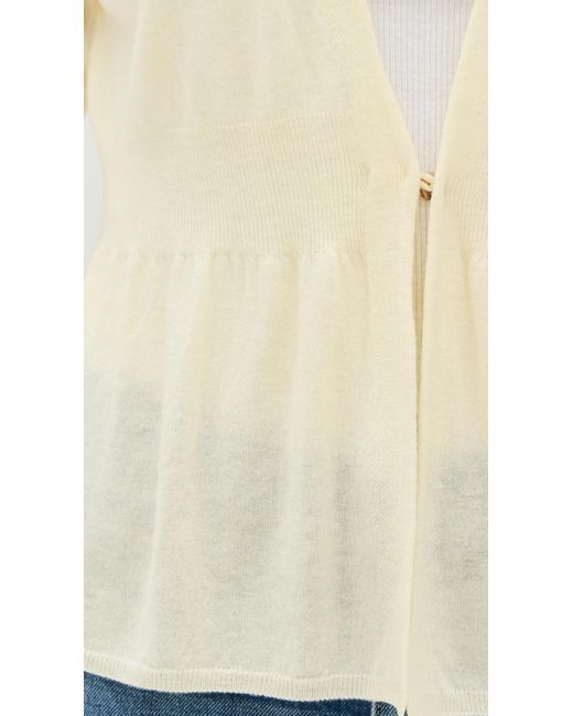 Vince White Ribbed Waist Single Button Cardigan