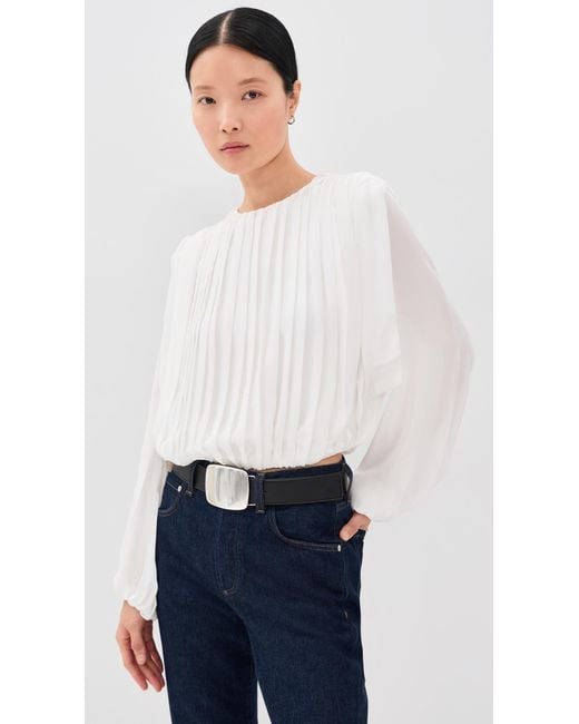 Jonathan Simkhai White Frida Silk Blouse