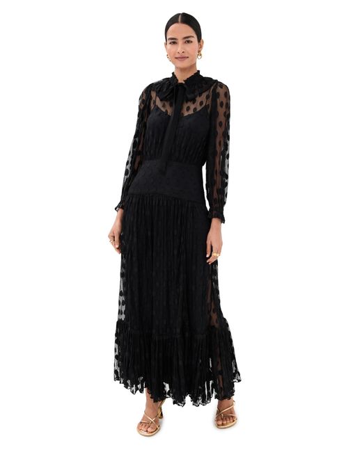 Ulla Johnson Carla Lace Long Sleeve Dress in Black | Lyst