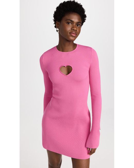 pink heart cut out dress