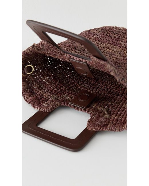 Staud Brown Shirley Raffia Mini Bucket Bag