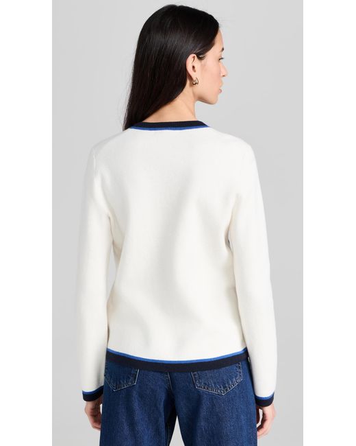 Alex Mill White Aex I Caie Tipped Cardigan Ivory/navy/bue