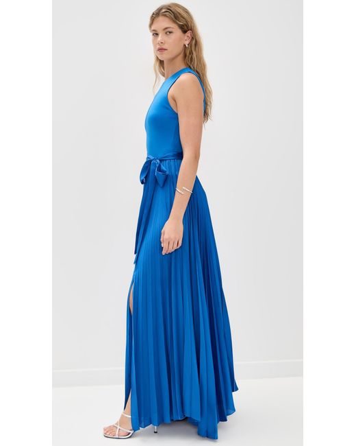 Alice + Olivia Chara Sleeveless Pleated Maxi Dress in Blue | Lyst Alice + Olivia Chara Sleeveless Pleated Maxi Dress in Blue | Lyst