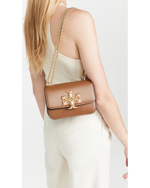 Tory Burch Eleanor Small Convertible Shoulder Bag in Brown Leather