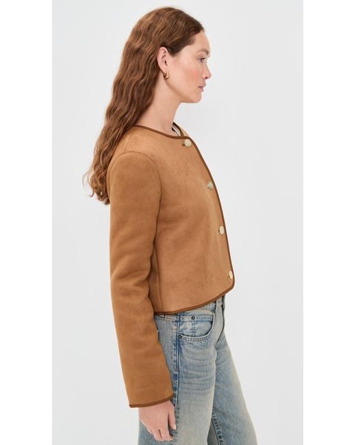 Alice + Olivia Blue Alma Faux Suede Teddy Jacket