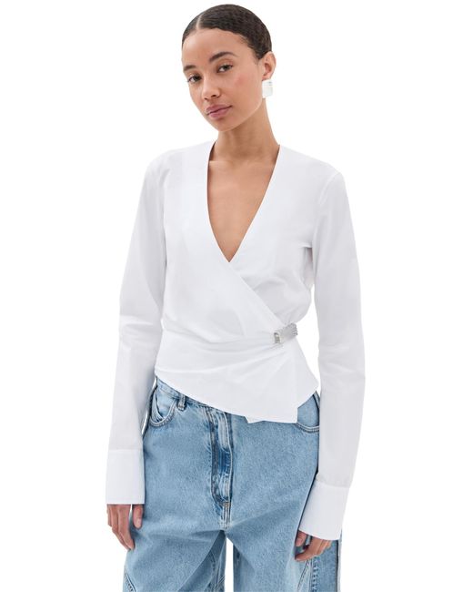 The Attico White V Neck Blouse