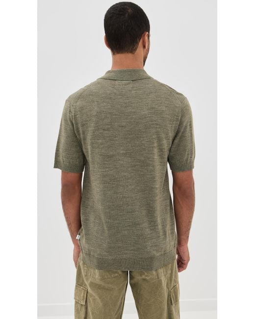 NN07 Green Thor Button Down Sweater Polo for men