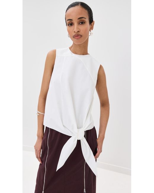 Tibi White Bio Twill Easy Tie Top