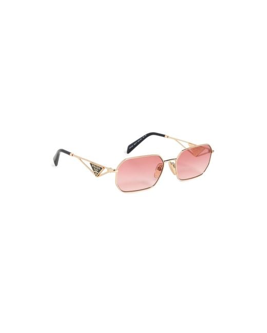 Prada Pink Rectangular Triangle Logo Sunglasses
