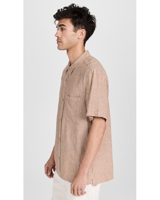 Madewell Natural Madewe Easy Short-seeve Shirt In Muti Stripe Ighthouse/grey for men