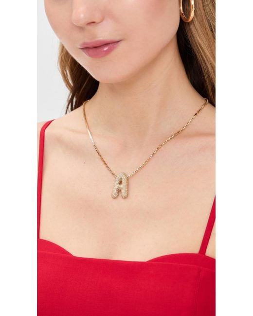 BaubleBar White Pave Bubble Initial Necklace