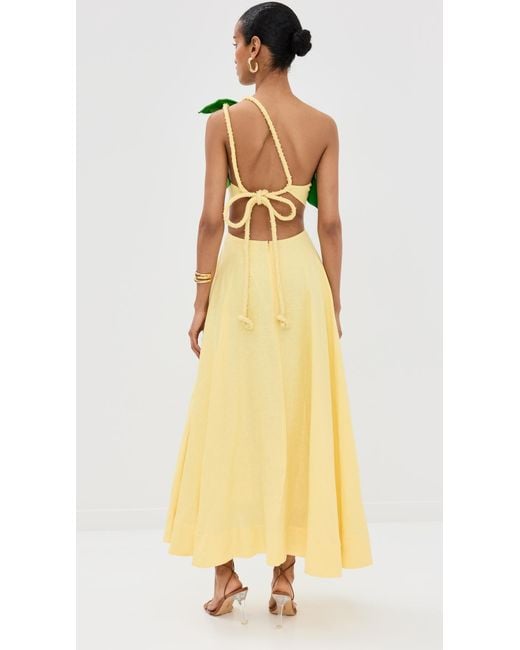 FARM Rio Palm Tree Cutwork Midi Dress in Yellow | Lyst