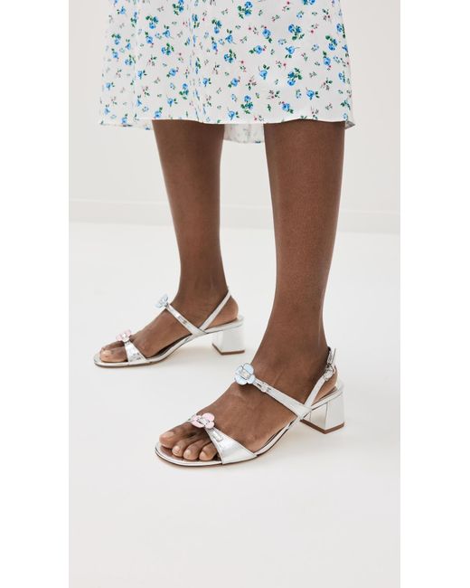 Larroude White Tinx Block Heel Sandals