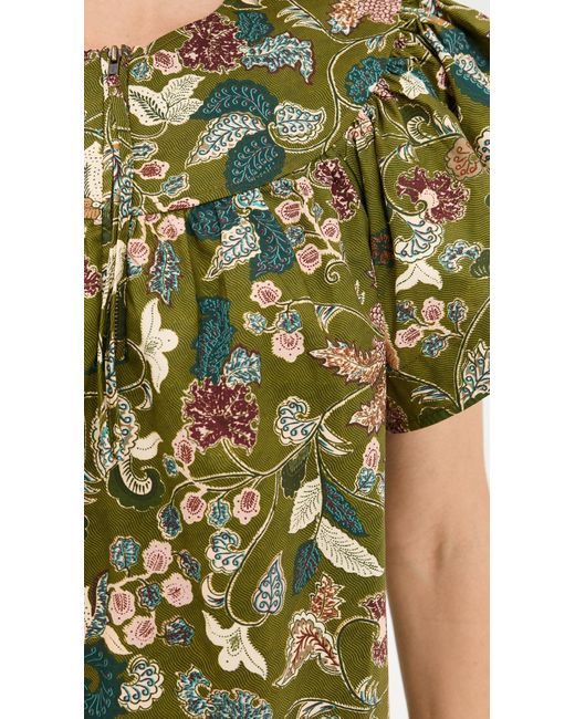Ulla Johnson Green Perline Flutter Sleeve Blouse
