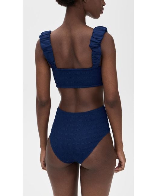 Sea Blue Shyla Solid Smocked Bikini Top
