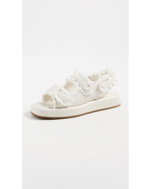Loeffler Randall White Blaise Two Band Platform Sandals