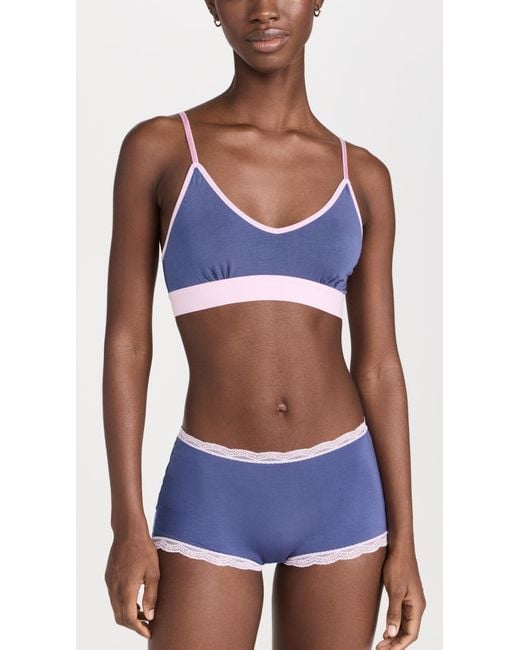 Stripe & Stare Blue T-shirt Bra Set & Hipster Set