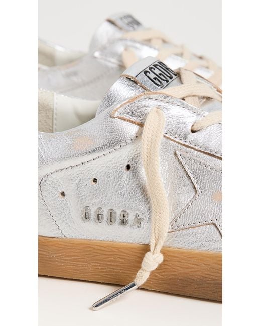 Golden Goose Deluxe Brand White Super-Star Laminated Upper Star Sneakers And Heel With Metal Lettering