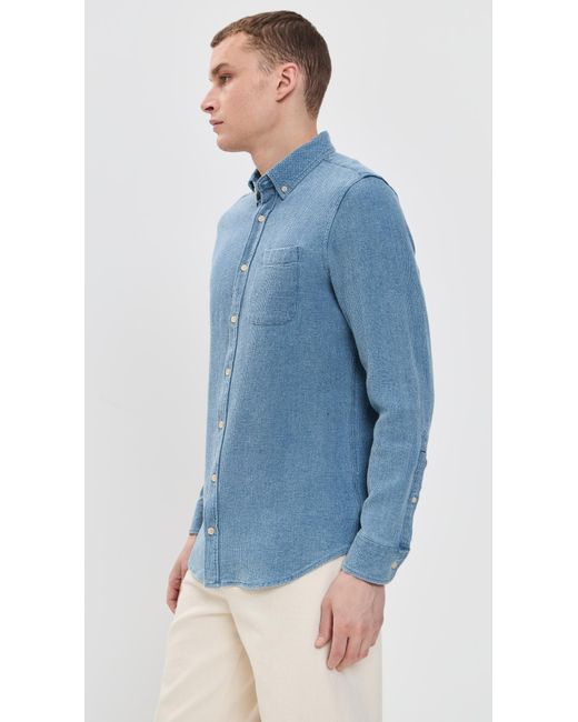Taylor Stitch Blue The Jack Cotton Waffle Shirt for men
