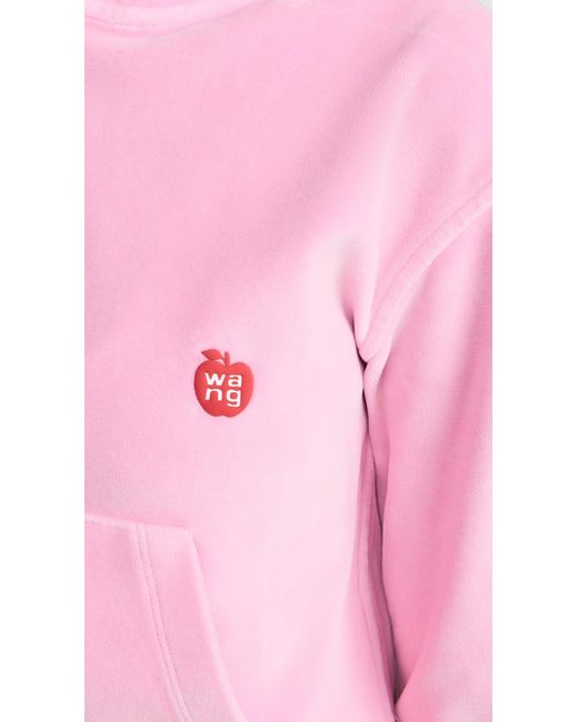 Alexander Wang Hrunken Zip Up Hoodie With Apple Logo Wahed Candy Pink