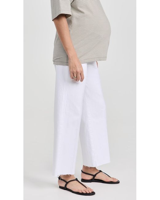 PAIGE White Anessa Maternity Jeans With Raw Hem