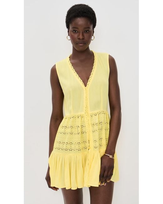 Playa Lucila Eyelet Mini Dress in Yellow | Lyst Playa Lucila Eyelet Mini Dress in Yellow | Lyst