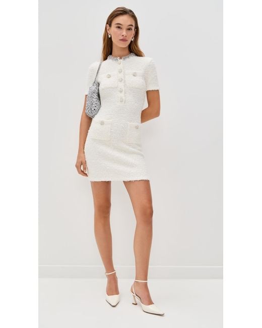 Self-Portrait White Cream Textured Knit Mini Dress