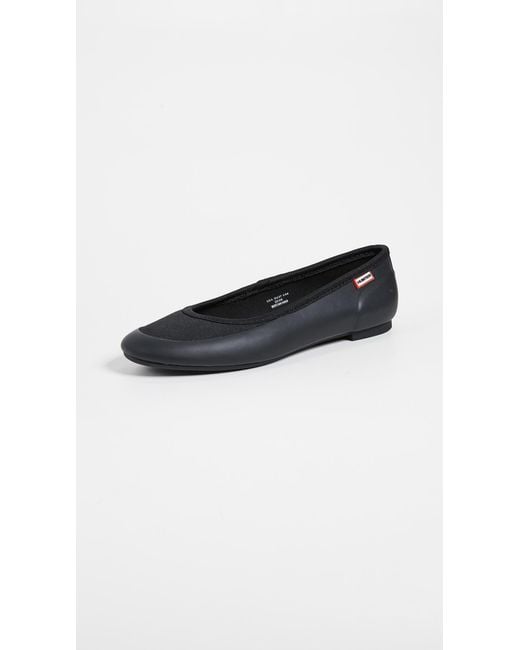 HUNTER Tour Gloss Ballerina Flats in Black | Lyst Canada