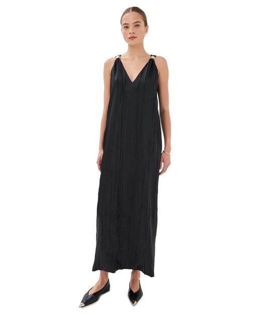 Brandon Maxwell Black The Keke Deep V Shift Midi Dress