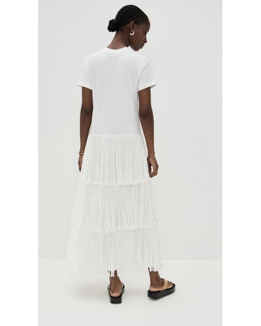 Farm Rio White Copacabana Fringes T-Shirt Dress