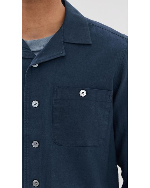 Far Afield Blue Hiro Herringbone Twill Shirt Jacket for men