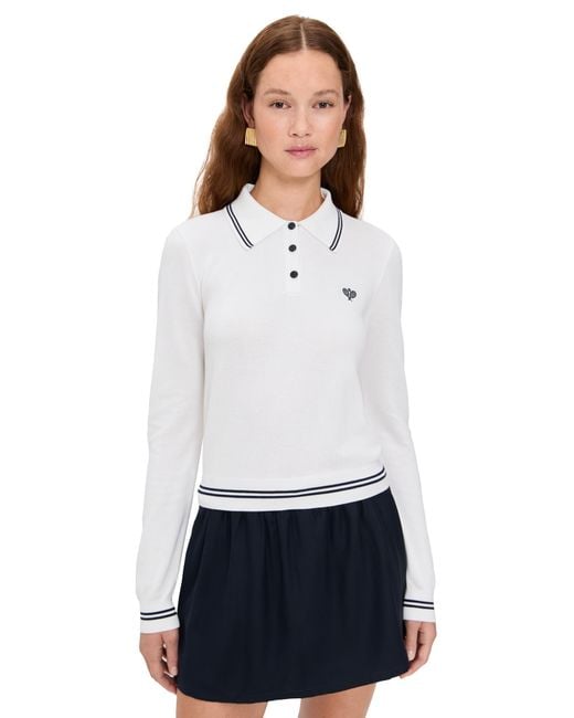 FRAME White The Long Sleeve Tennis Polo
