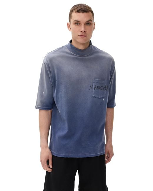 Maison Margiela Blue Distressed Tee for men