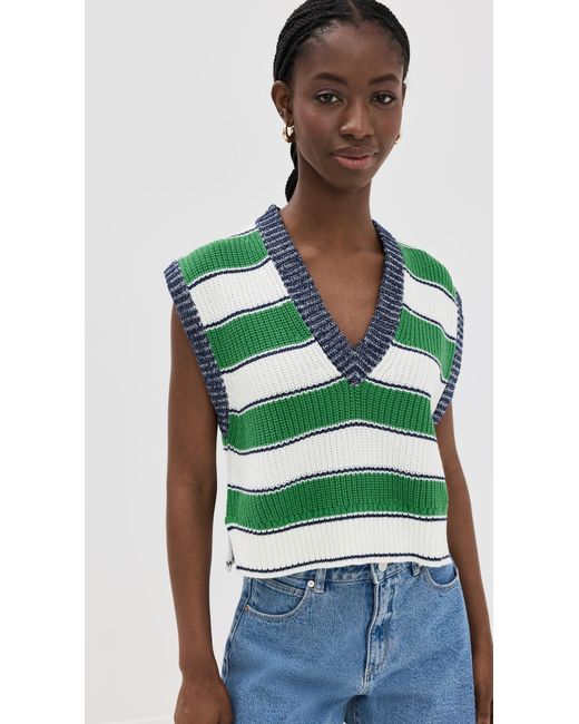 Staud Green Americana Sweater Bungaow Stripe X