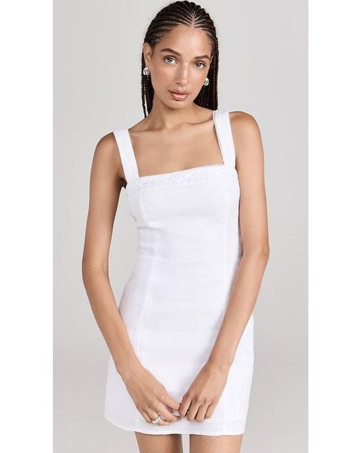 Reformation White Elana Linen Mini Dress