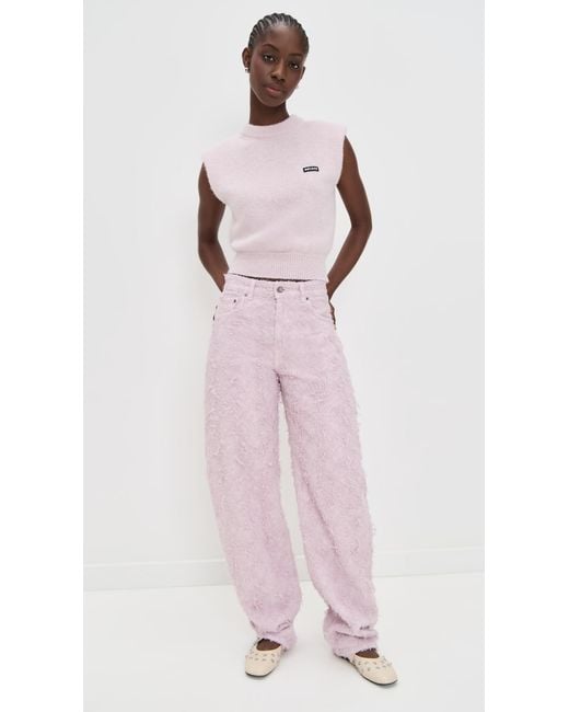 Haikure Pink Bibi Fur Denim Jeans