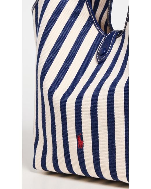 Polo Ralph Lauren Stripe Polo Canvas Tote in Black | Lyst