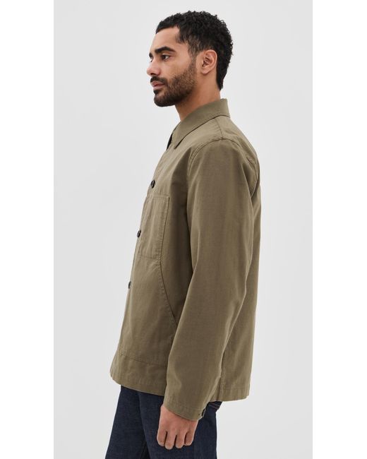 Vince Brown Slub Cotton Linen Utility Chore Jacket for men