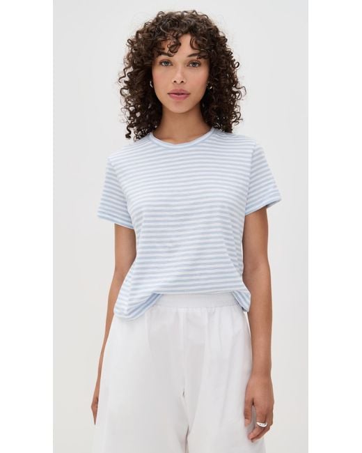 Madewell White Boxy Stripe Crop Tee
