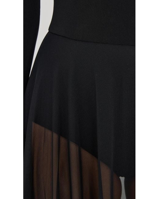 Norma Kamali Black Long Sleeve Turtleneck Flared Gown